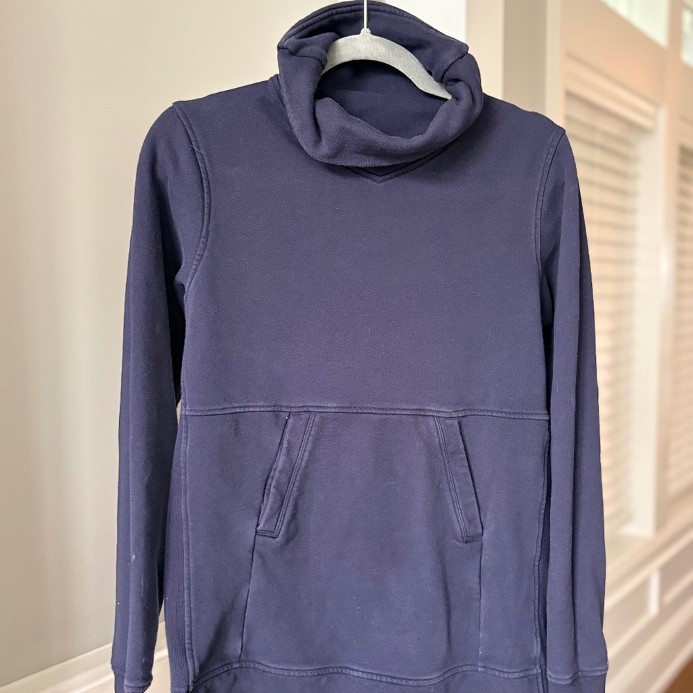 Lululemon Cowl Neck Pullover Hoodie Navy Kangaroo Pocket XS/S